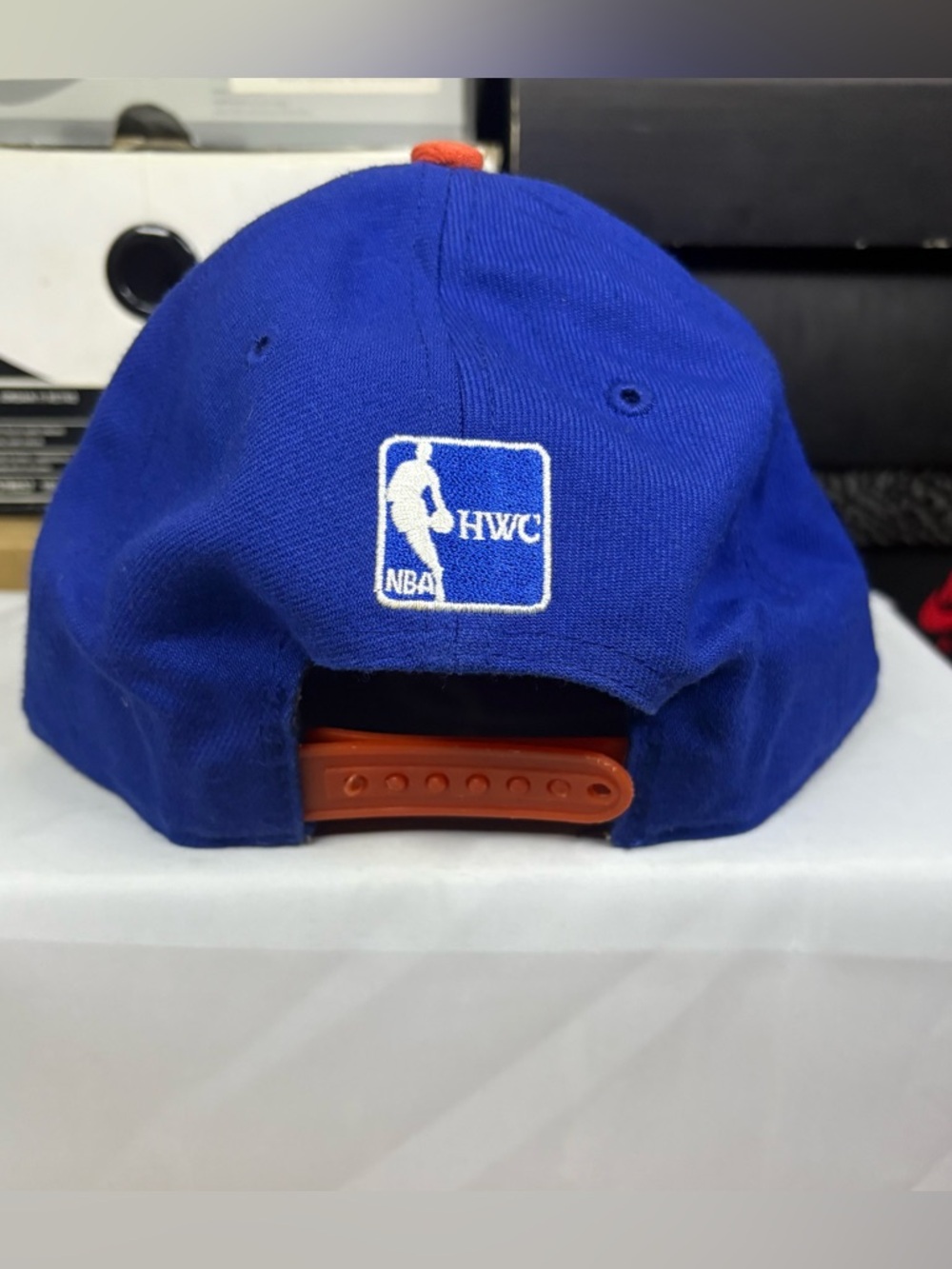 Mitchell Ness New York KNICKS Basic Basketball NBA Snapback Hat Blue Orange - Picture 4 of 11